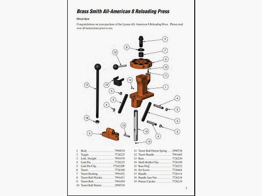 Repuesto Primer Catcher Brass Smith – American 8 Lyman