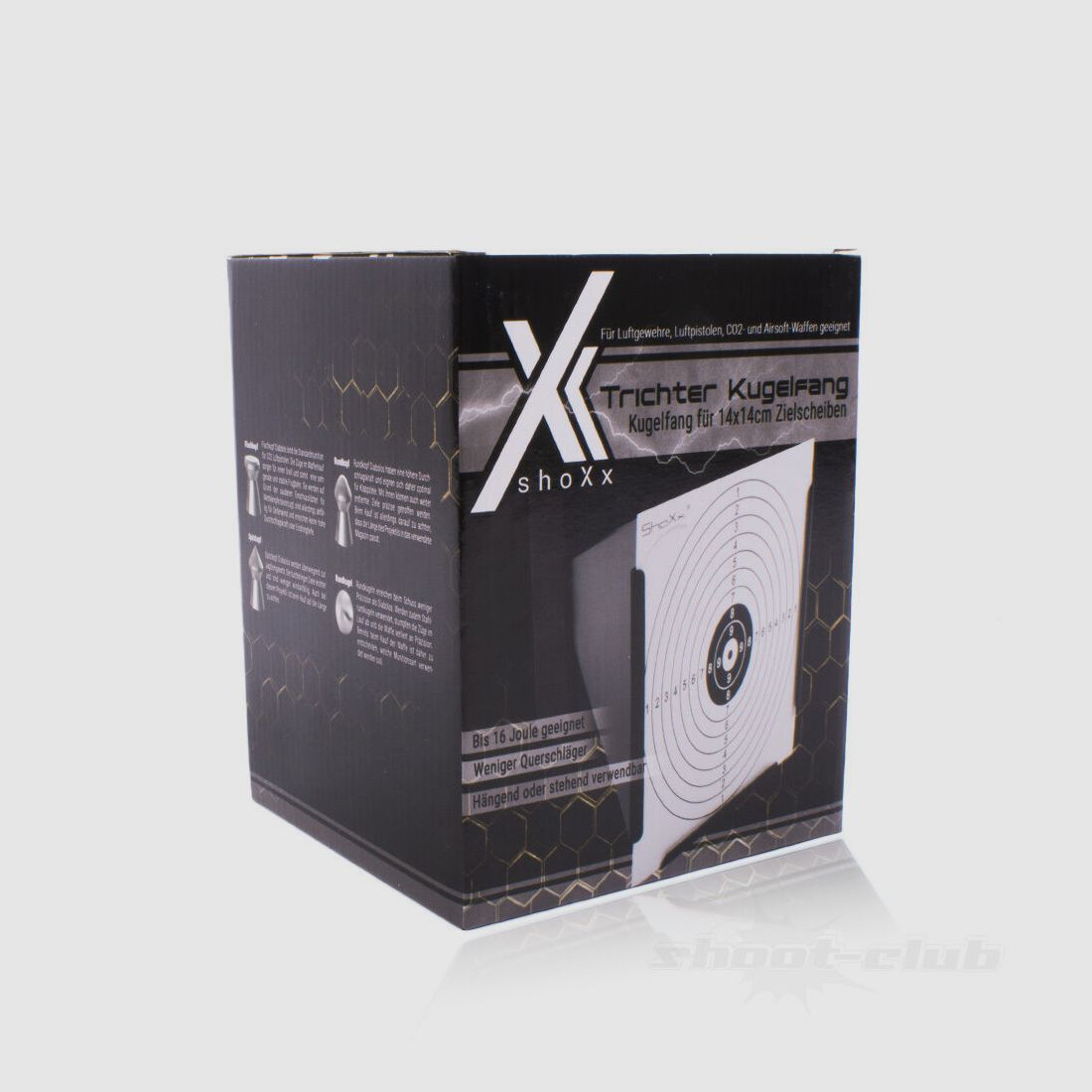 shoXx Trichter Kugelfang aus Stahl 14x14cm, schwarz