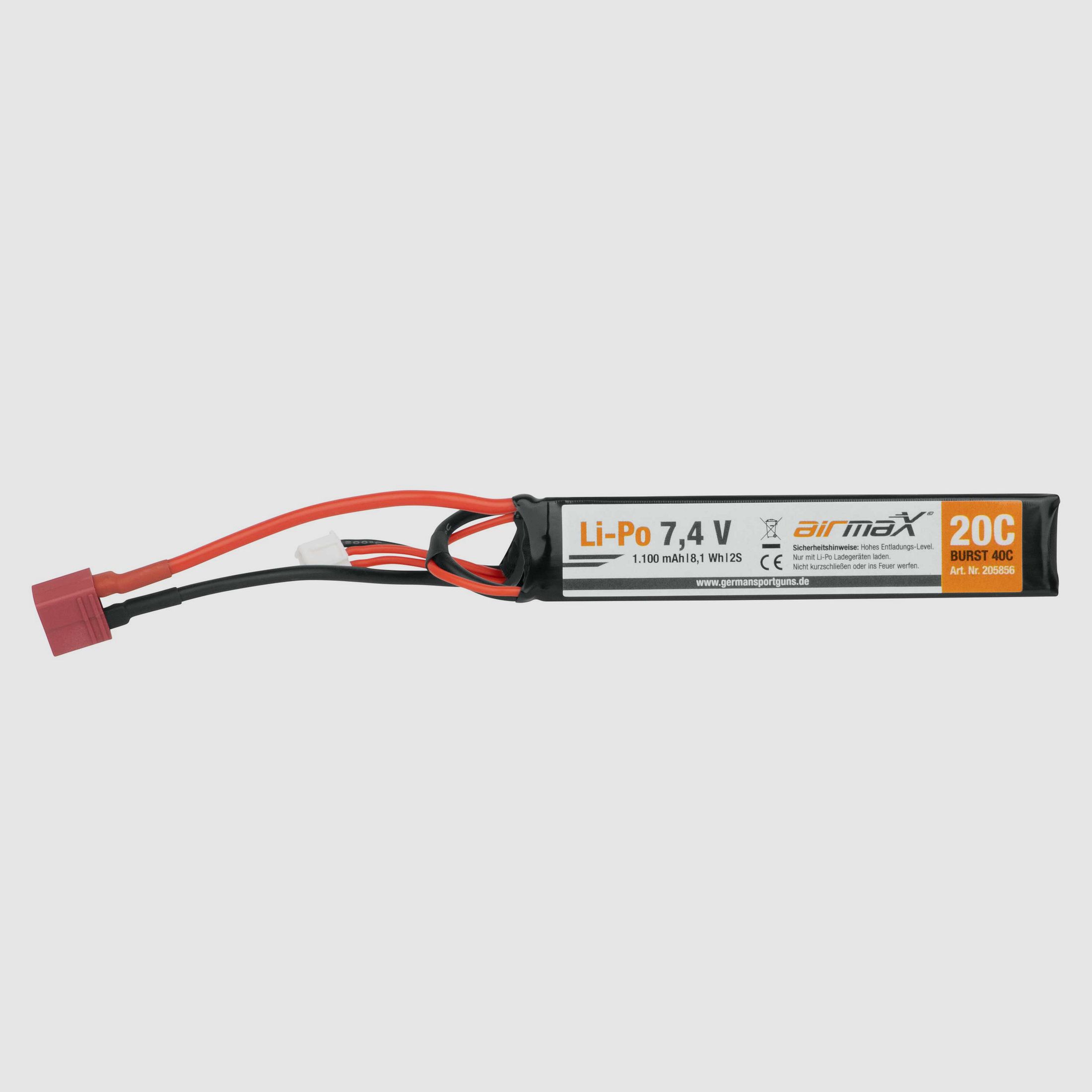 airmaX Akku Li-Po 7,4V | 1.100 mAh Dean Stecker - Airsoft