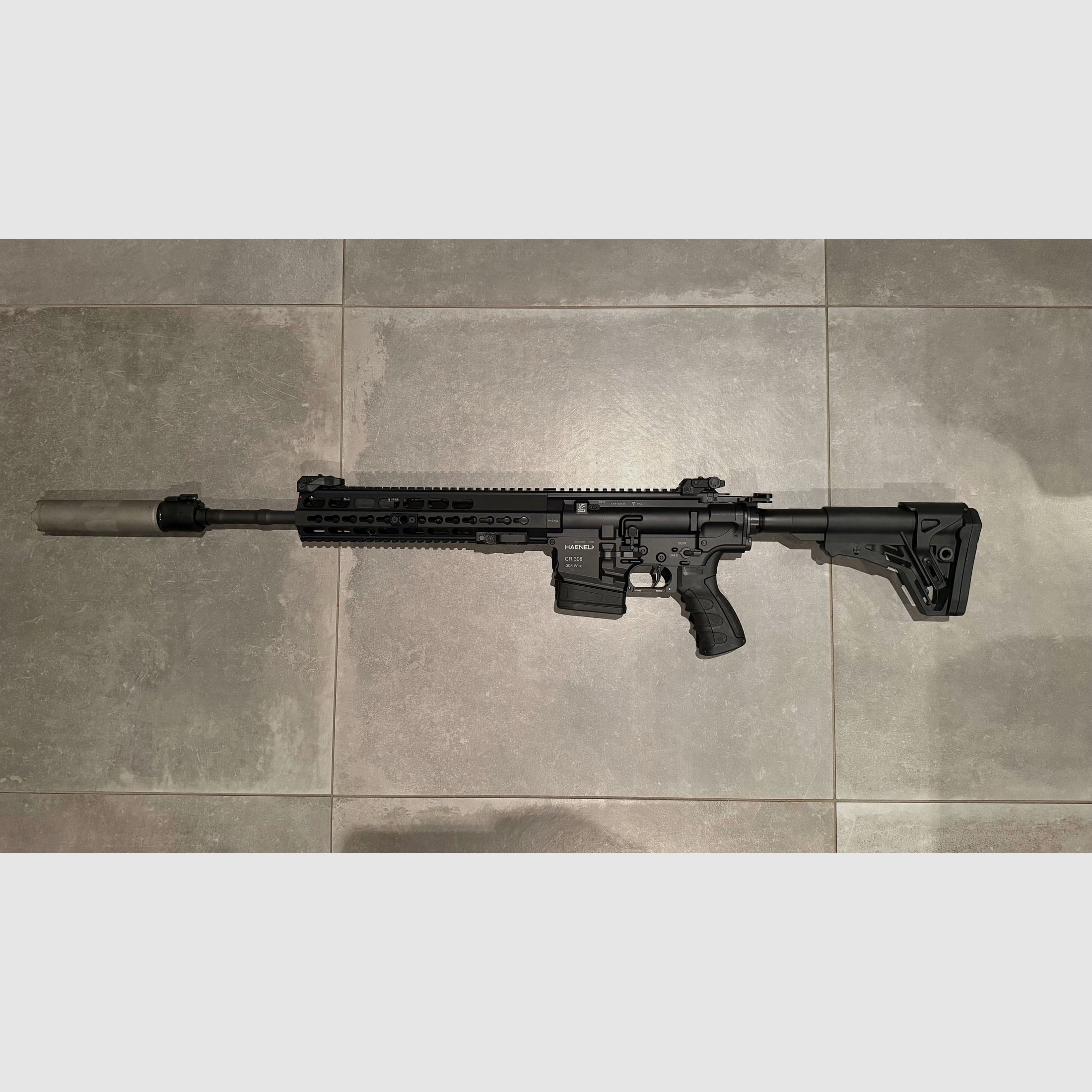 HAENEL CR308 schwarz 16,65" Lauf Direktabzug, max. 20 Schuß Gesamtleistung incl. B&T Schalldämpfer