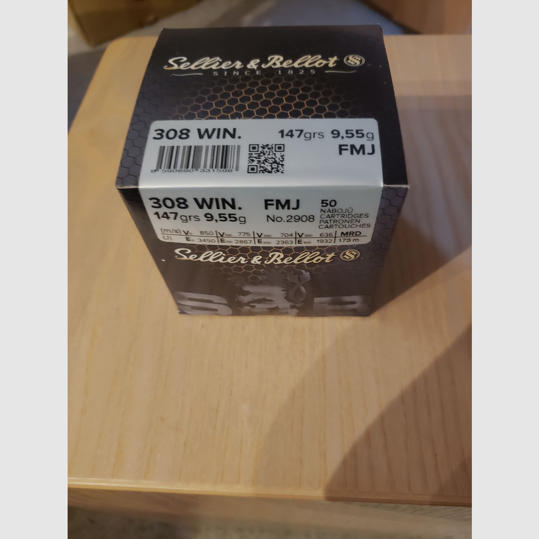 Sellier & Bellot FMJ .308win - 147 gr / 9,55 g Trainingsmunition, nur Abholung