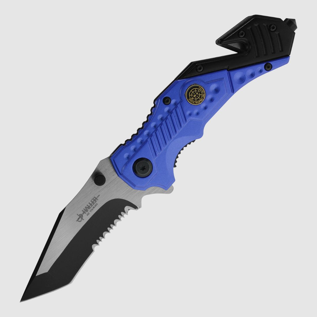 Rescue Taschenmesser blau/schwarz federuntersttzte Klinge