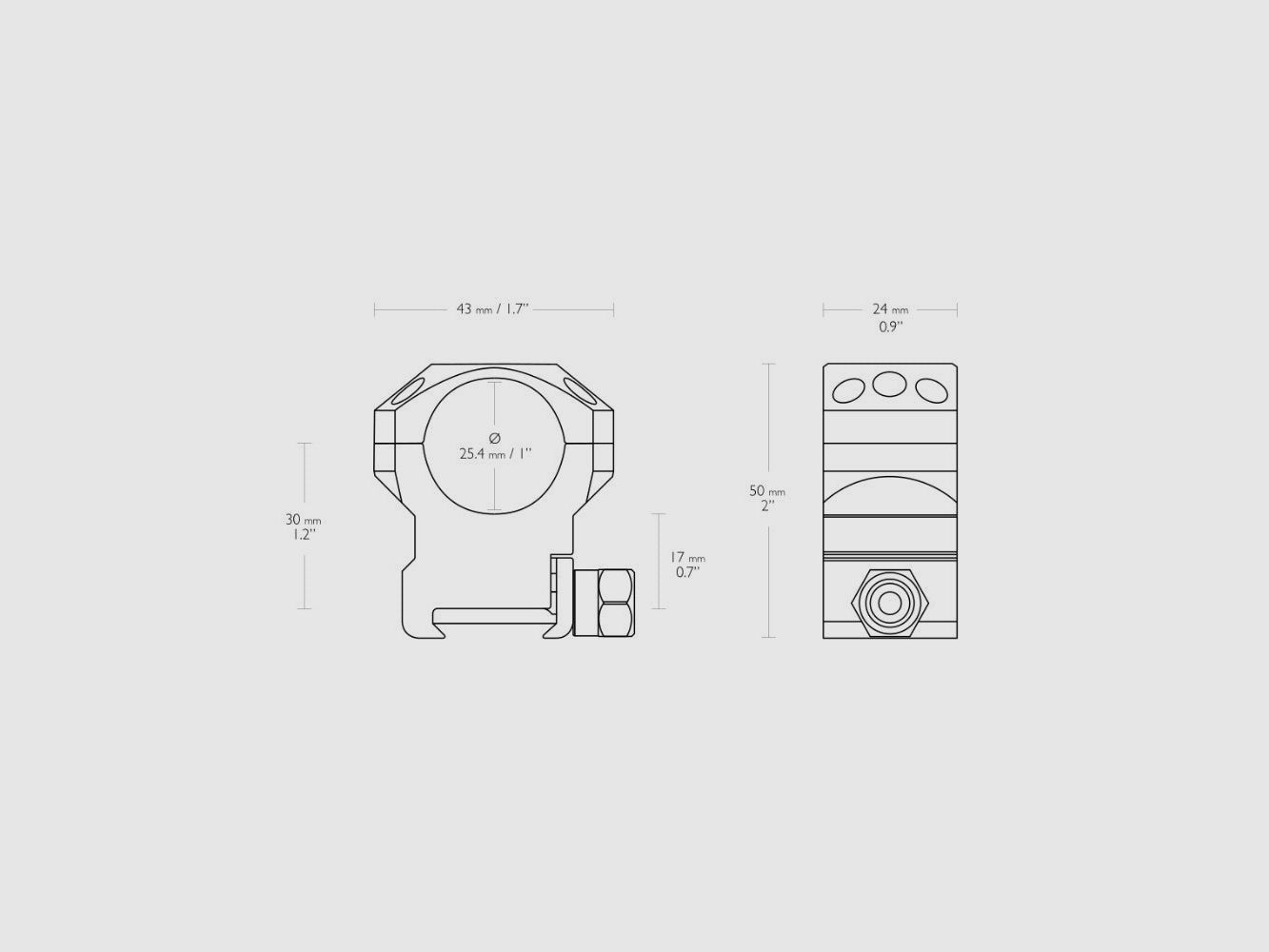 Hawke Tactical Ring Mount 1" / Picatinny / High, image 2 of 2