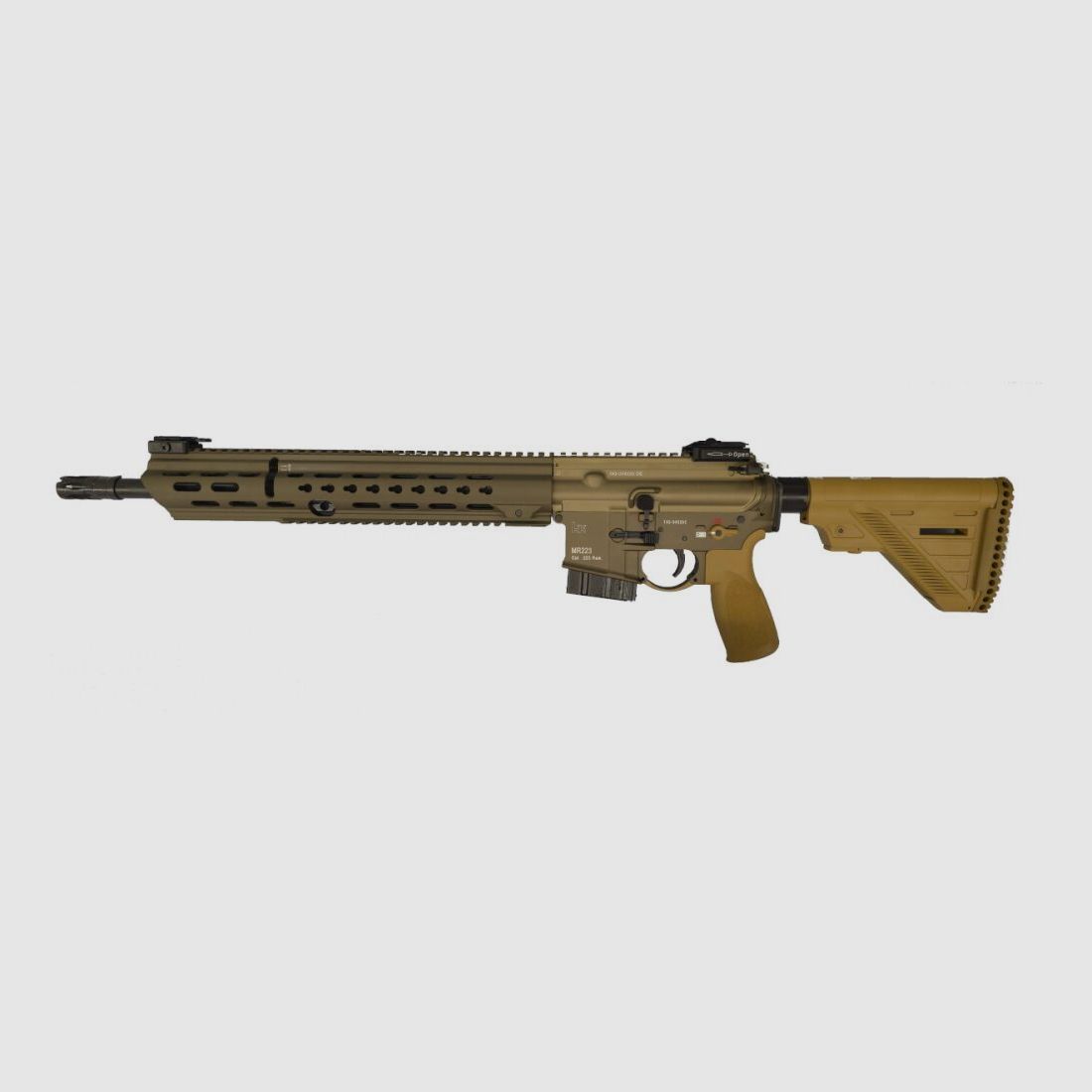 HK Heckler & Koch Karabin Samopowtarzalny MR 223 A3 Długi Chwyt W Piaskowym Kolorze 16,5" do Sportu i Polowania RRP: 3421€ MR223