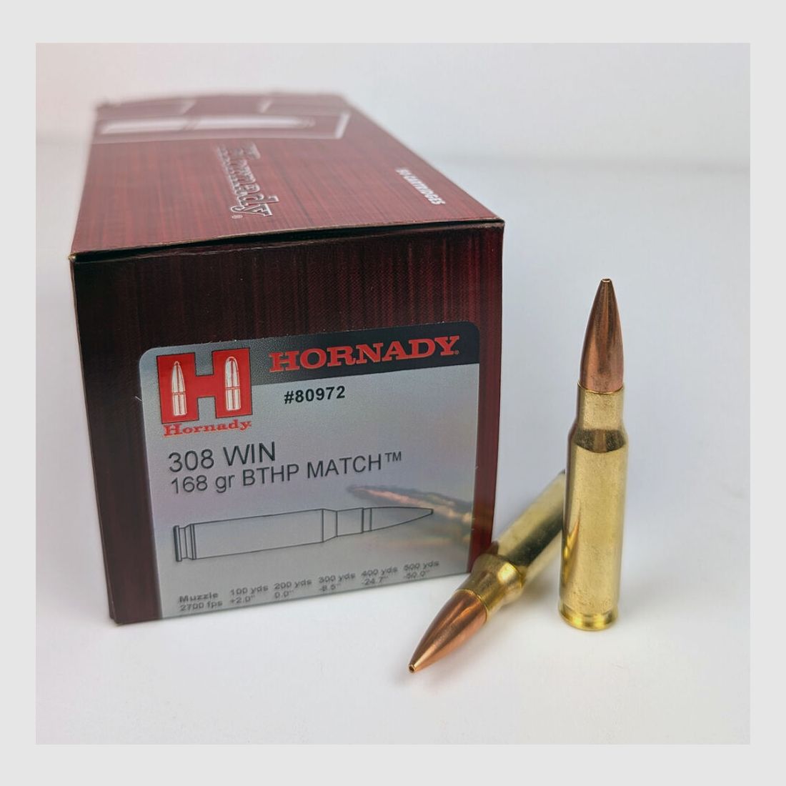 Hornady BTHP Match 10.9g/168grs à50 .308 Win