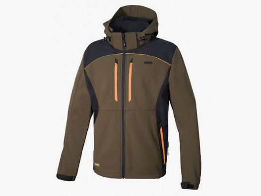 Cofra Softshelljacke grün und orange hohe Sichtbarkeit Modell Klarbo Art. V552-0-04 COFRA