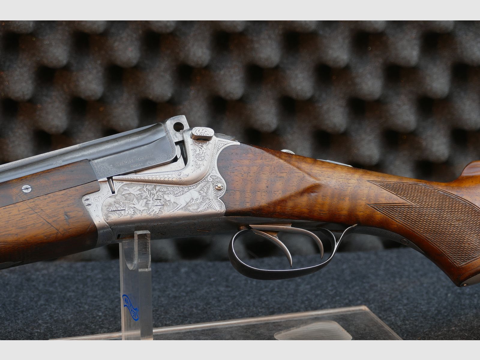 Merkel 201E — Escopeta de doble cañón, Cal. 12/70 (Suhl / 1970)