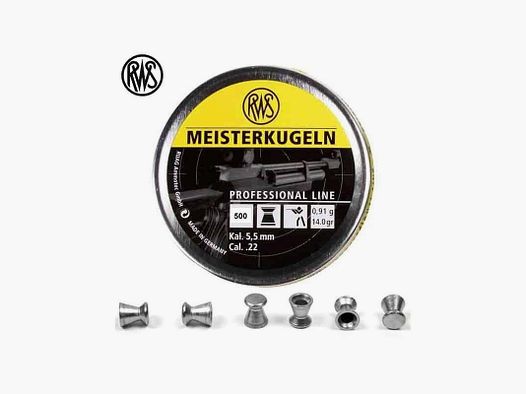 Luchtdrukkogeltjes RWS Meisterkugeln geel 5.5 mm 14 grain 500stuks