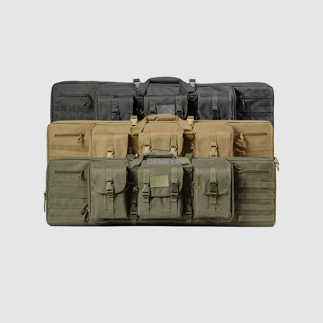 Custodia tattica MOLLE per 2 fucili – 600D Oxford – Zaino e borsa – 95 cm / 116 cm – Airsoft, caccia, tiro sportivo