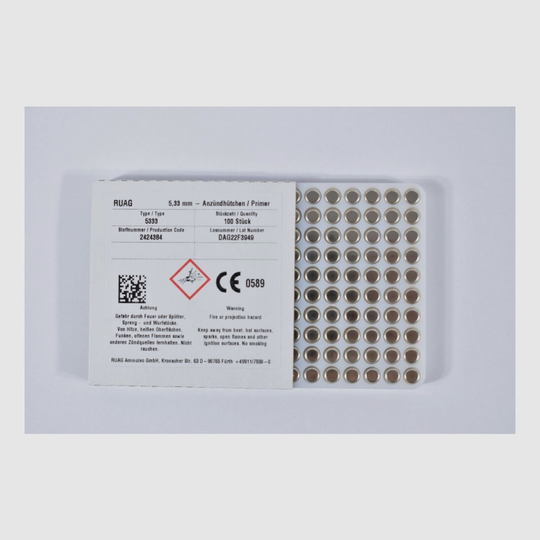 RWS SN Ambosszündhütchen 100STK Large Rifle Ma./ 5,33mm / 5333