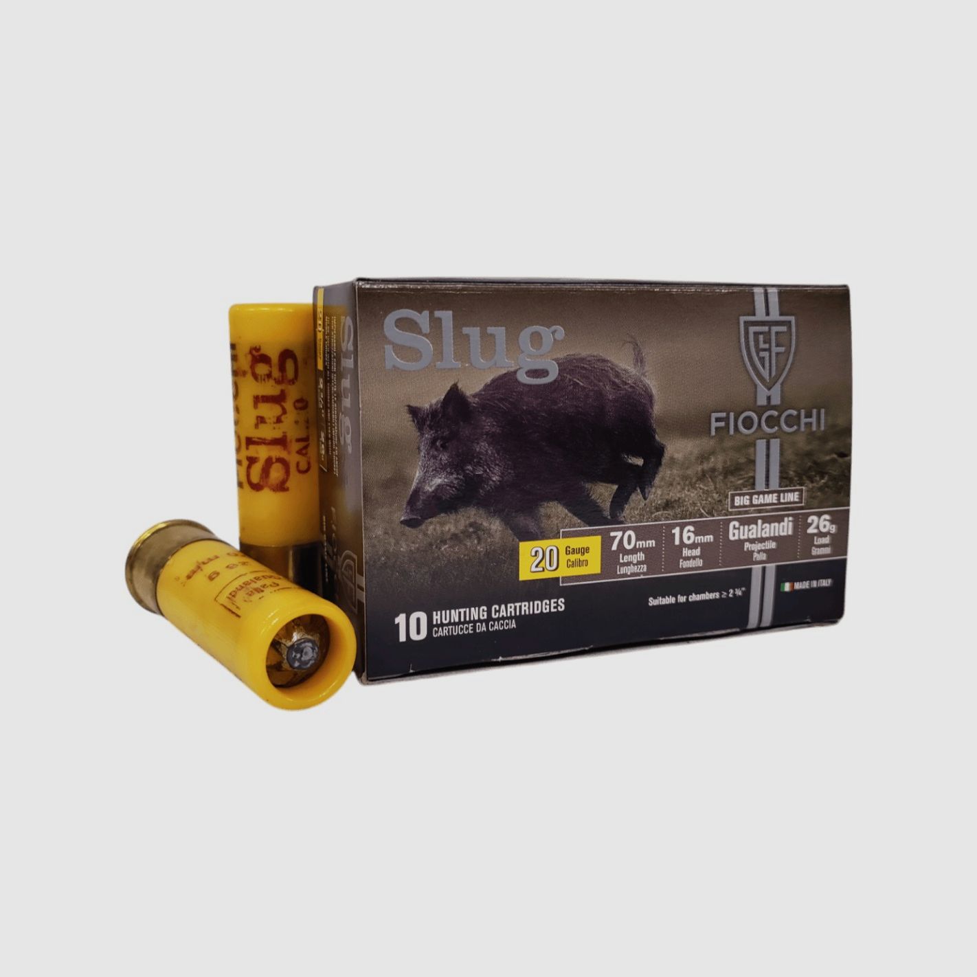 Fiocchi Slug Cartridges .20/70 26 g Bullet Gualandi 10 pcs