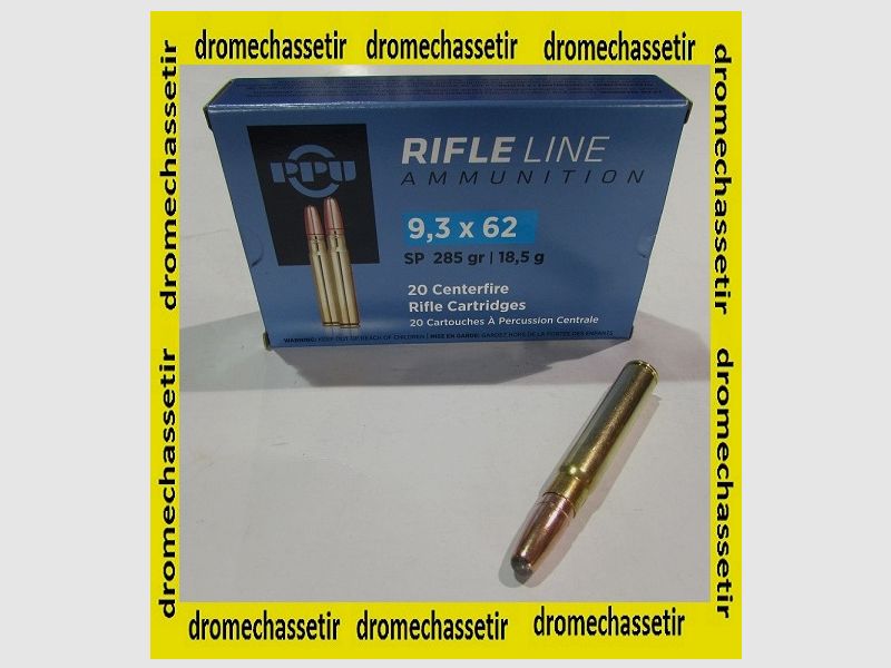 1 Schachtel mit 20 Patronen in 9,3×62, Partizan, 285 Grain, Soft Point SP