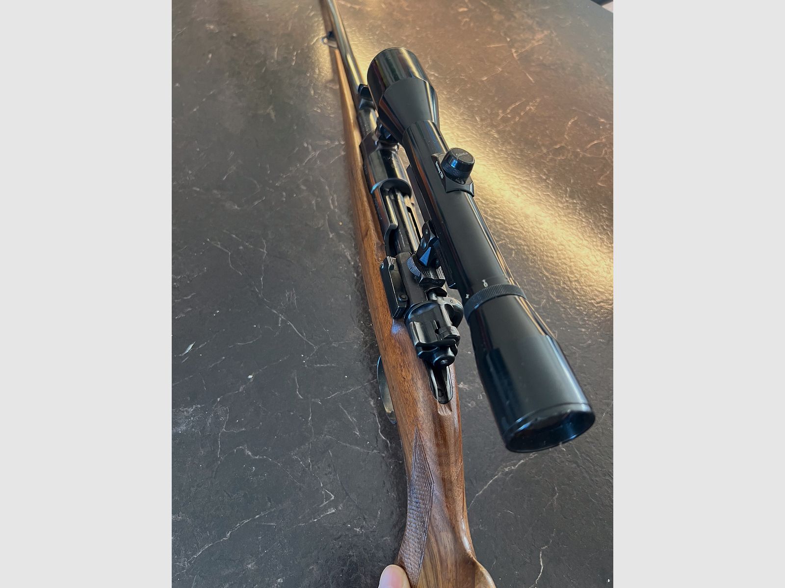 Akah 98 system Cal 7x57 trigger with Hubertus 6x42 scope (pivot mount)