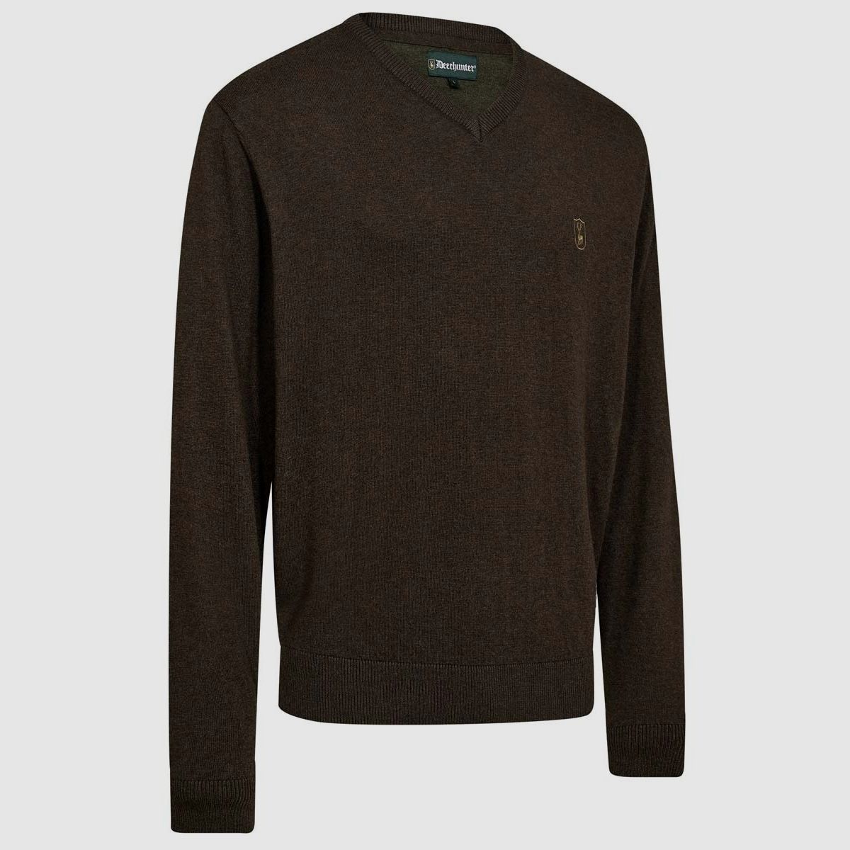 Deerhunter Pullover Harrington V-Hals Brown Melange
