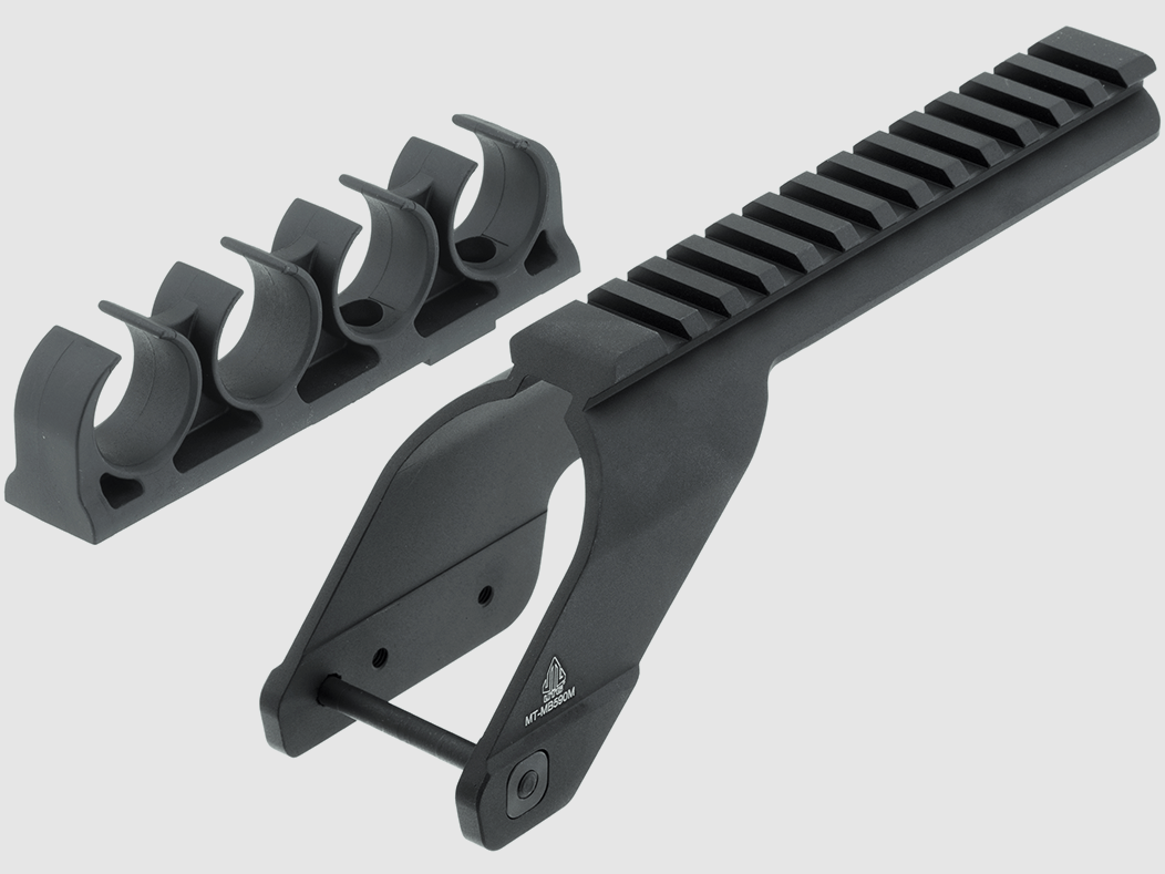 Picatinny mount for Mossberg 500 and Maverick 88 cal 12/76 with cartridge belt, image 1 of 4