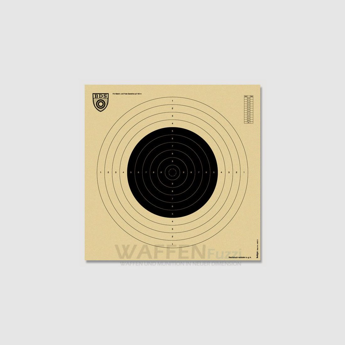 BDS Z1 bersaglio secondo il manuale sportivo BDS 100 metri con fessure per inserimento 50 pz.