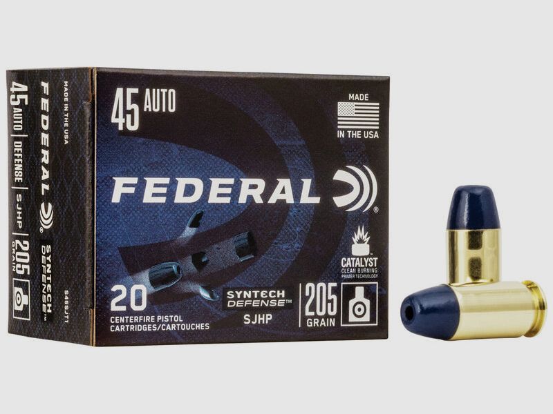 Federal Syntech Defense .45 ACP 205GR SJHP 20 cartridges