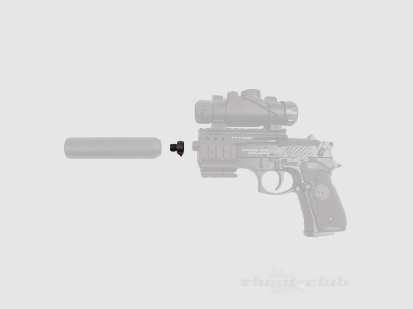 shoXx Schalldämpferadapter für Co2 Pistole Beretta M92 1/2 UNF