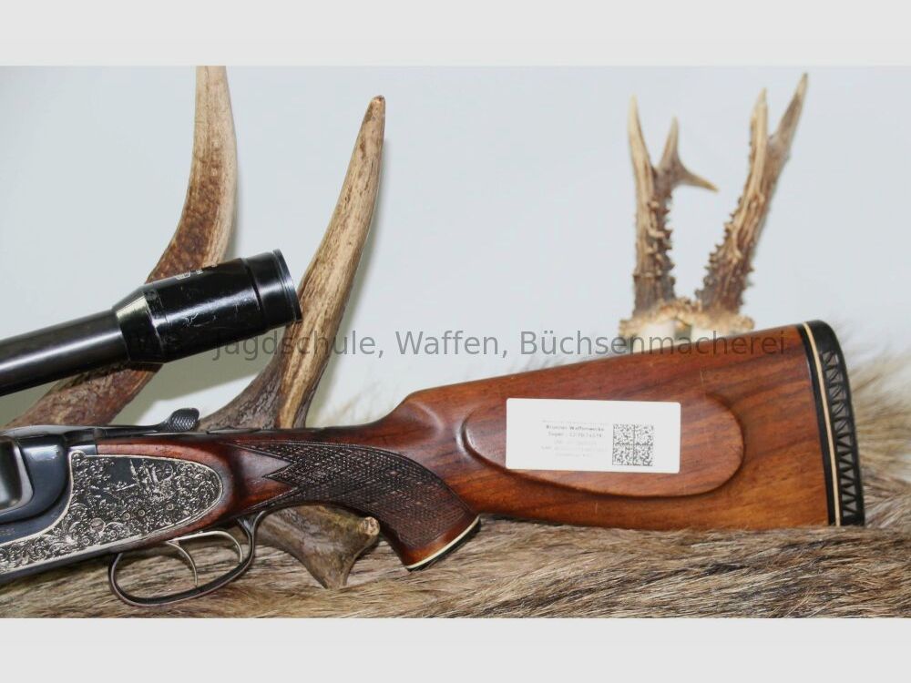 Brünner Super Bockbüchsflinte mit Wechsellauf und Schwenkmontage 12/70;7x57R