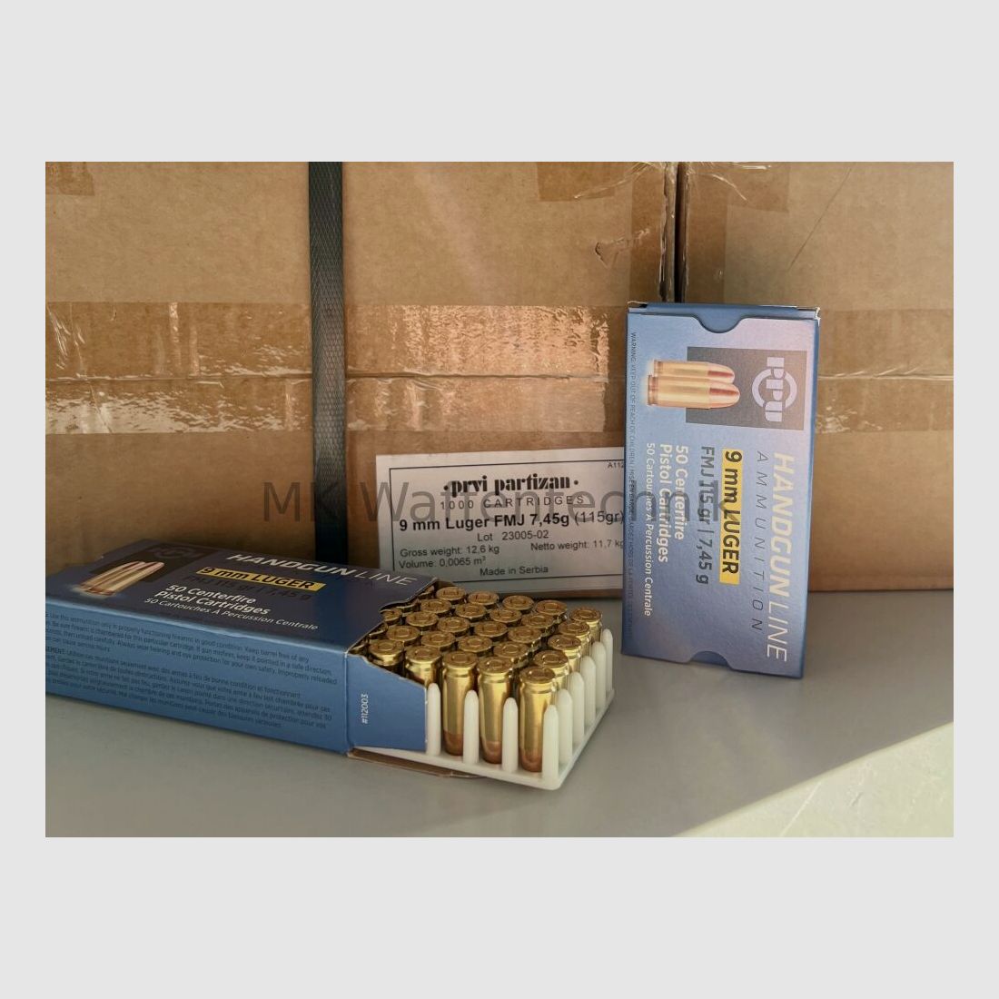 PPU - Prvi Partizan Patronenmunition 9mm Luger Vollmantel 7,45g/115grs. 1.000 Stück