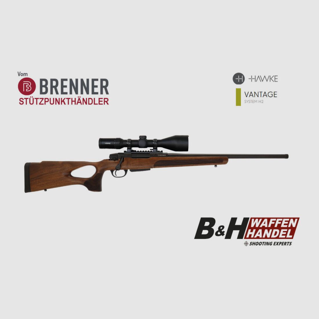 Paquete completo Brenner: Brenner BR20 cañón perforado con Hawke Vantage 3-12x56
