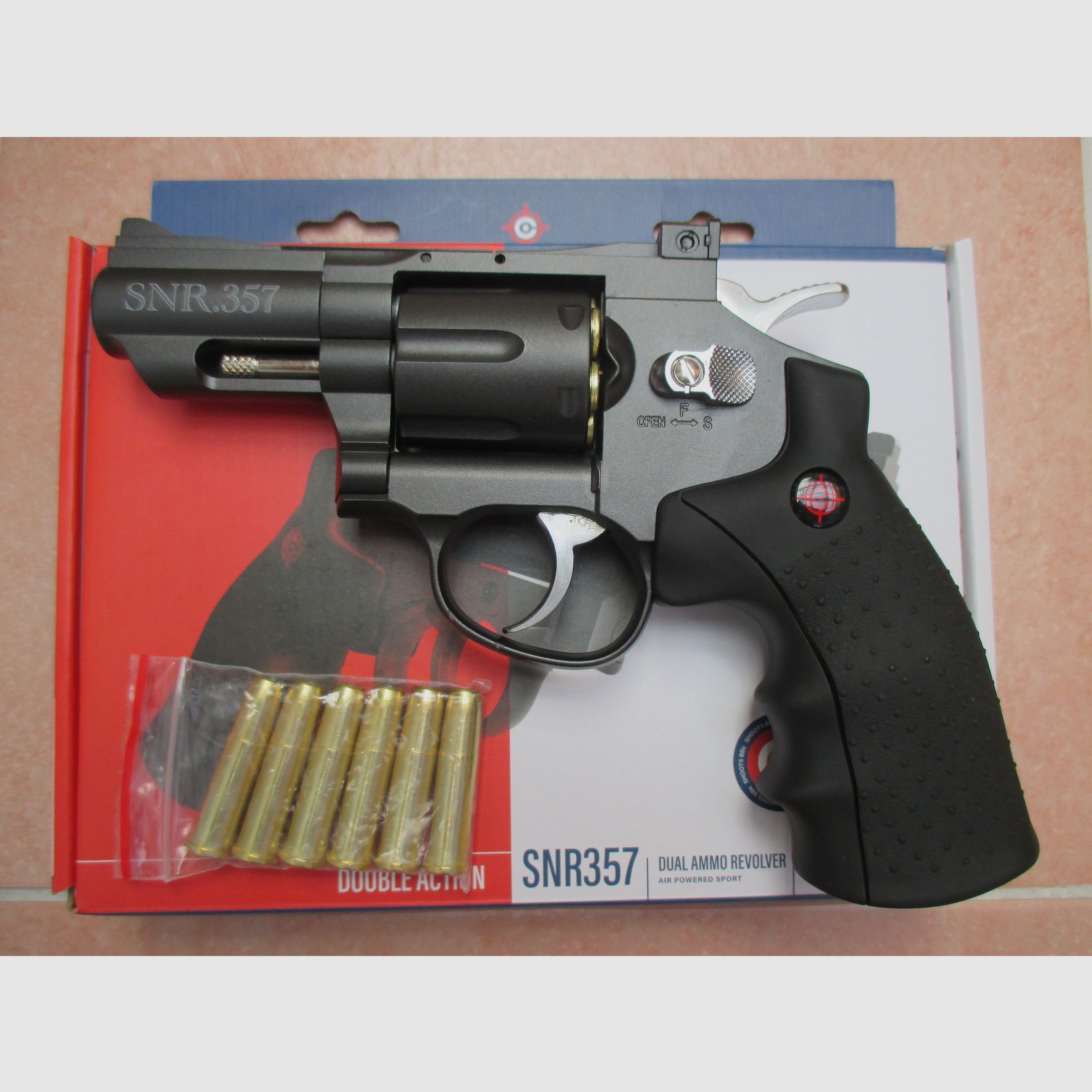 Nieuw Crosman SNR357 in OVP BB Diabolo CO2 revolver 12 laadhulzen 1 CO2 patroon 4,5 177, afbeelding 2 van 2