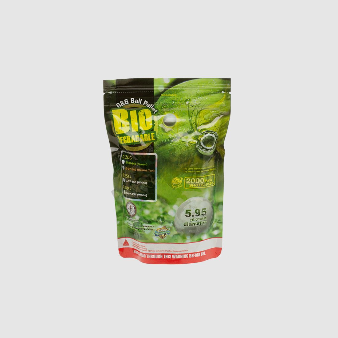 G&G Bio Precision Airsoft 0.25g (2.000 Stück) diameter 5,95mm - Weiß