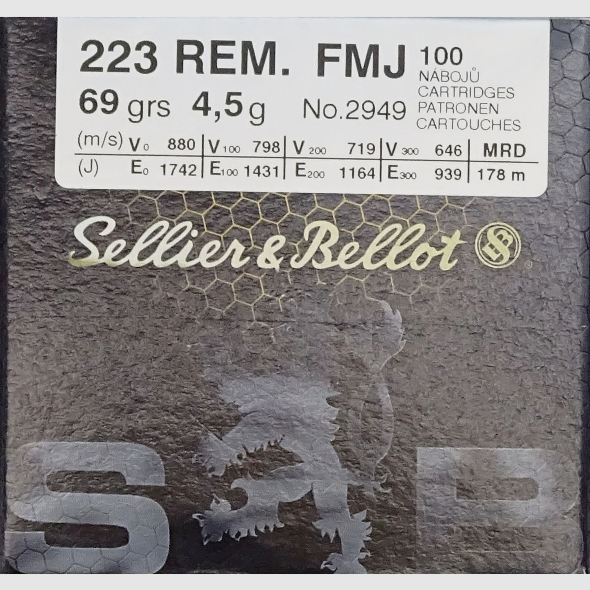 Sellier & Bellot .223rem FMJ 69grs - 1000 disparos