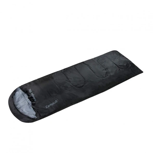 Cougar 350 Campus L schwarzer Mumienschlafsack mit Kapuze