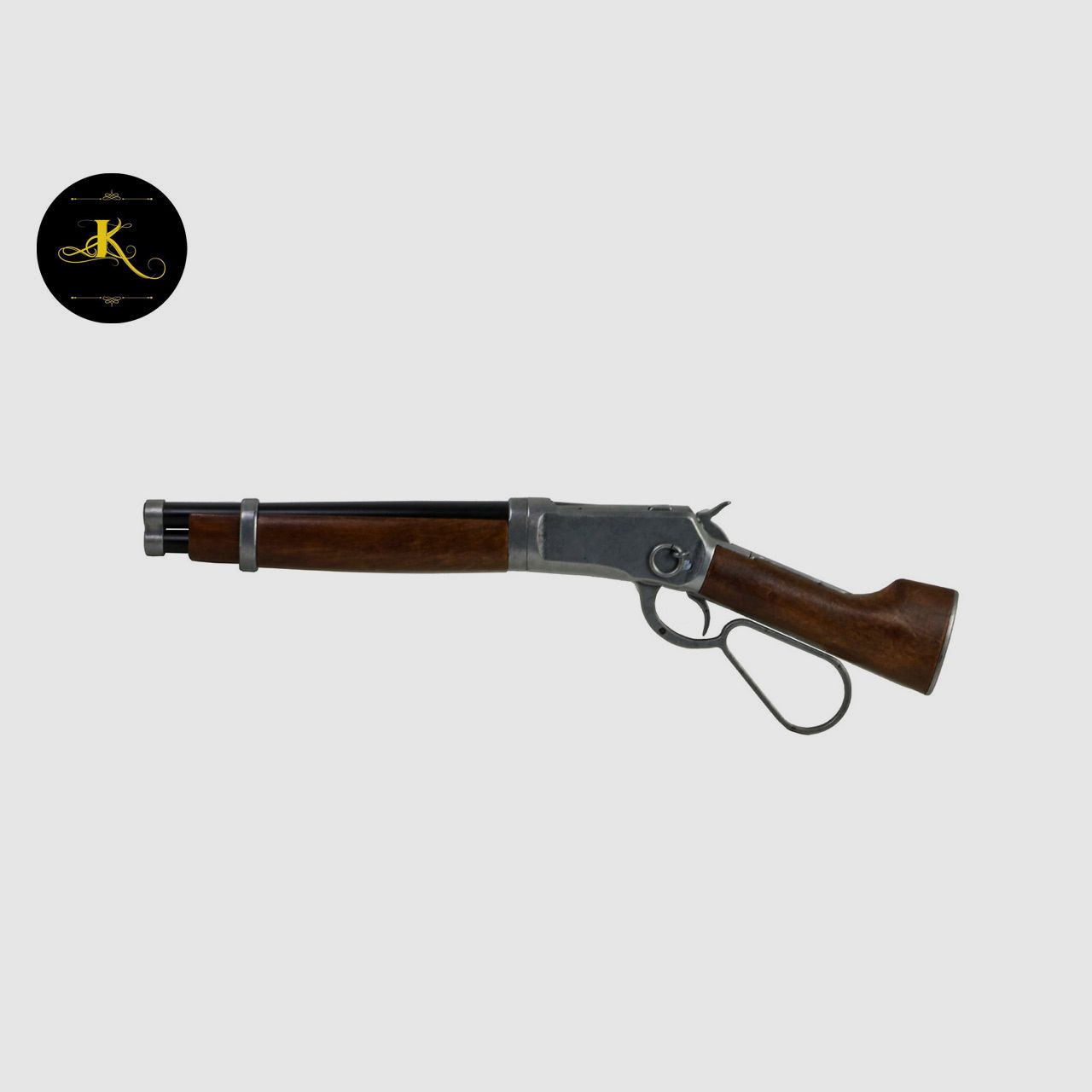 Deko Westerngewehr Kolser Winchester Mare's Leg Short realistisches Repetieren mit HĂĽlsenauswurf LĂ¤nge 55 cm altgrau