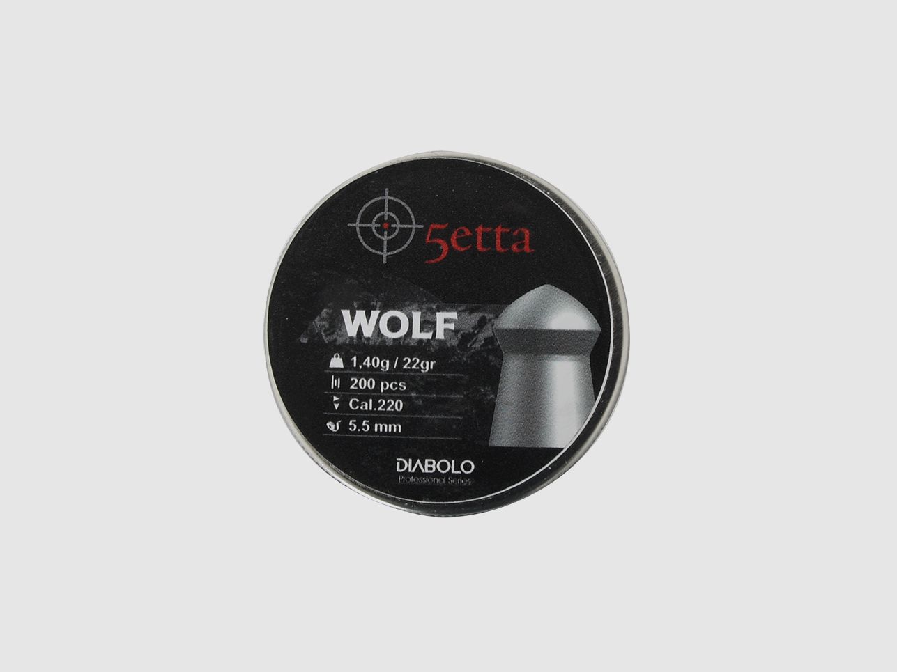 5etta proiettili per carabina ad aria Wolf 5,5mm 1,40g / 22gr 200pz