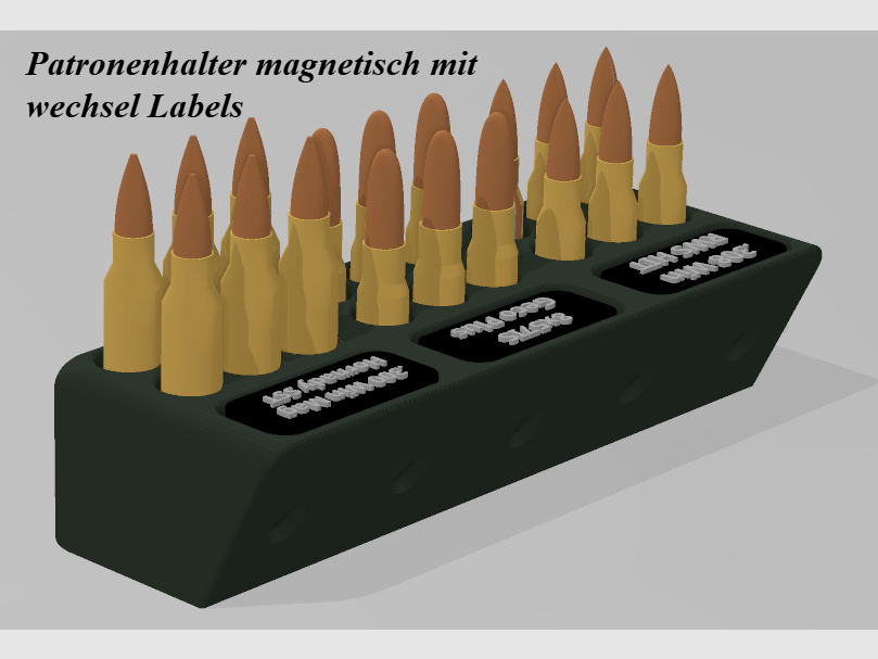 Waffenschrank Patronenhalter mit Austausch-Labels! - Für jede Büchse sofort die richtige Munition griffbereit. Kein Verwechseln! Magnetisches Organizer-System Universal