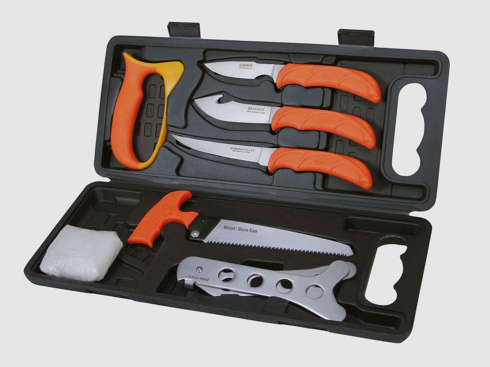 Wild-Pak Waidbesteck im Koffer f. Jger Knochensge Aufreihaken