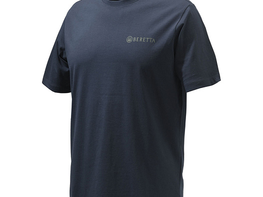 -40% BERETTA T-Shirt CORPORATE Blau mit Beretta-Logo | Jersey Baumwoll Rundhals Shirt Größe: L