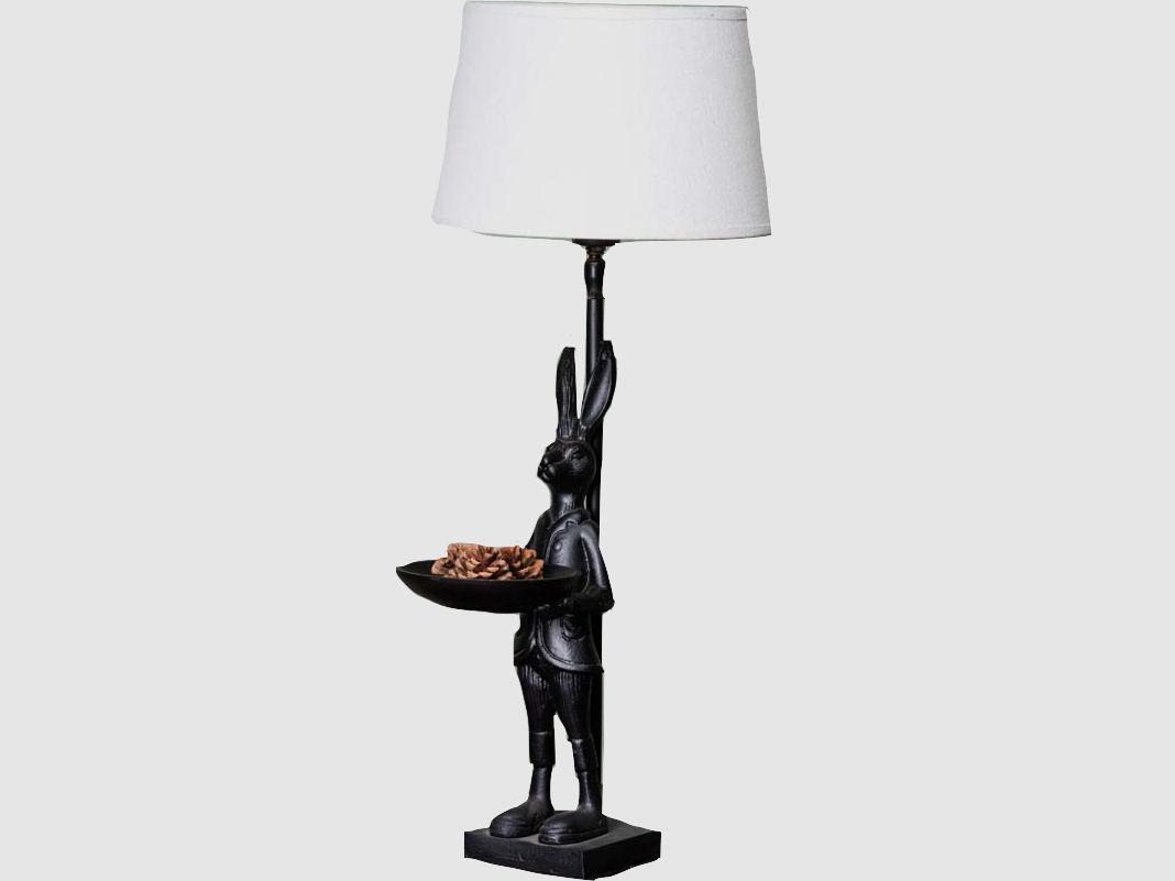 Lovergreen Lampen mit Tiermotiven Motiv stehender Hasen mit kleiner Schale als Lampe + Lampenschirm 25 cm