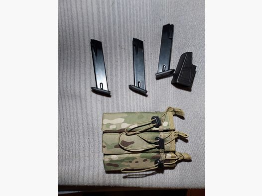 3 Magazine Zoraki 917 9mm P.A.K. in Camo Molle Holster PLUS Ladehilfe