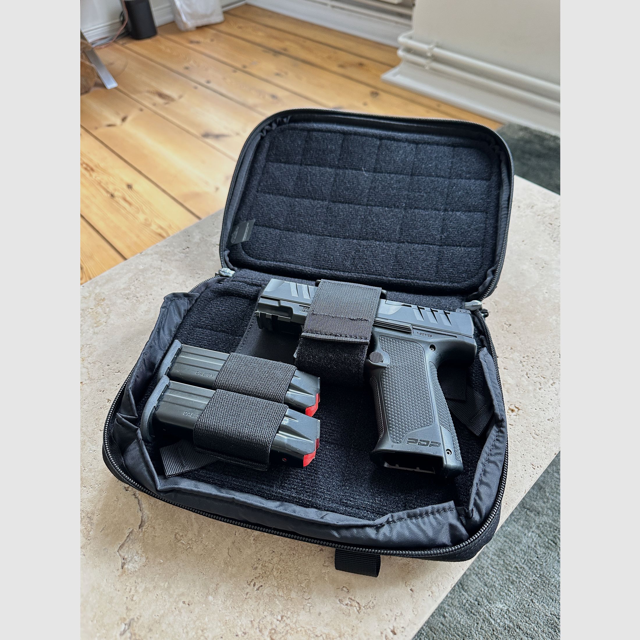 WALTHER PDP F-SERIES 3,5" AVEC CEINTURE TERRA B, HOLSTER BLACK TRIDENT ET SAC HELIKON TEX