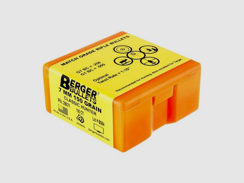 BERGER BULLETS 7MM (0.284″) 150GR HYBRID BOAT TAIL 100/BOX