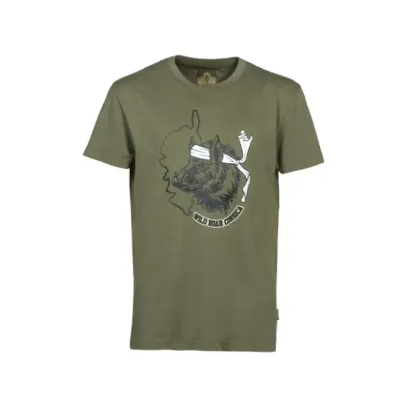 T-Shirt Uomo Khaki Cinghiale Corsica, immagine 1 di 2