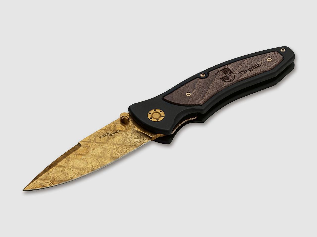 Tirpitz-Damast Gold Taschenmesser mit Zertifikat