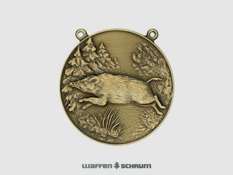 Steinhauer&Lück Medaille Wildschwein m. Kette Bronzefarbig