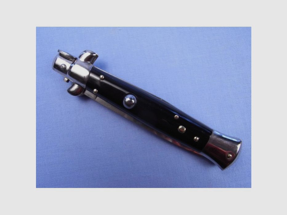 Coltello automatico italiano STILETTO corno nero – 12 cm, immagine 2 di 2