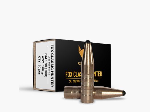 Fox Bullets Classic Hunter .308 11,7 g / 180 gr bleifreie Geschosse – 50 Stück