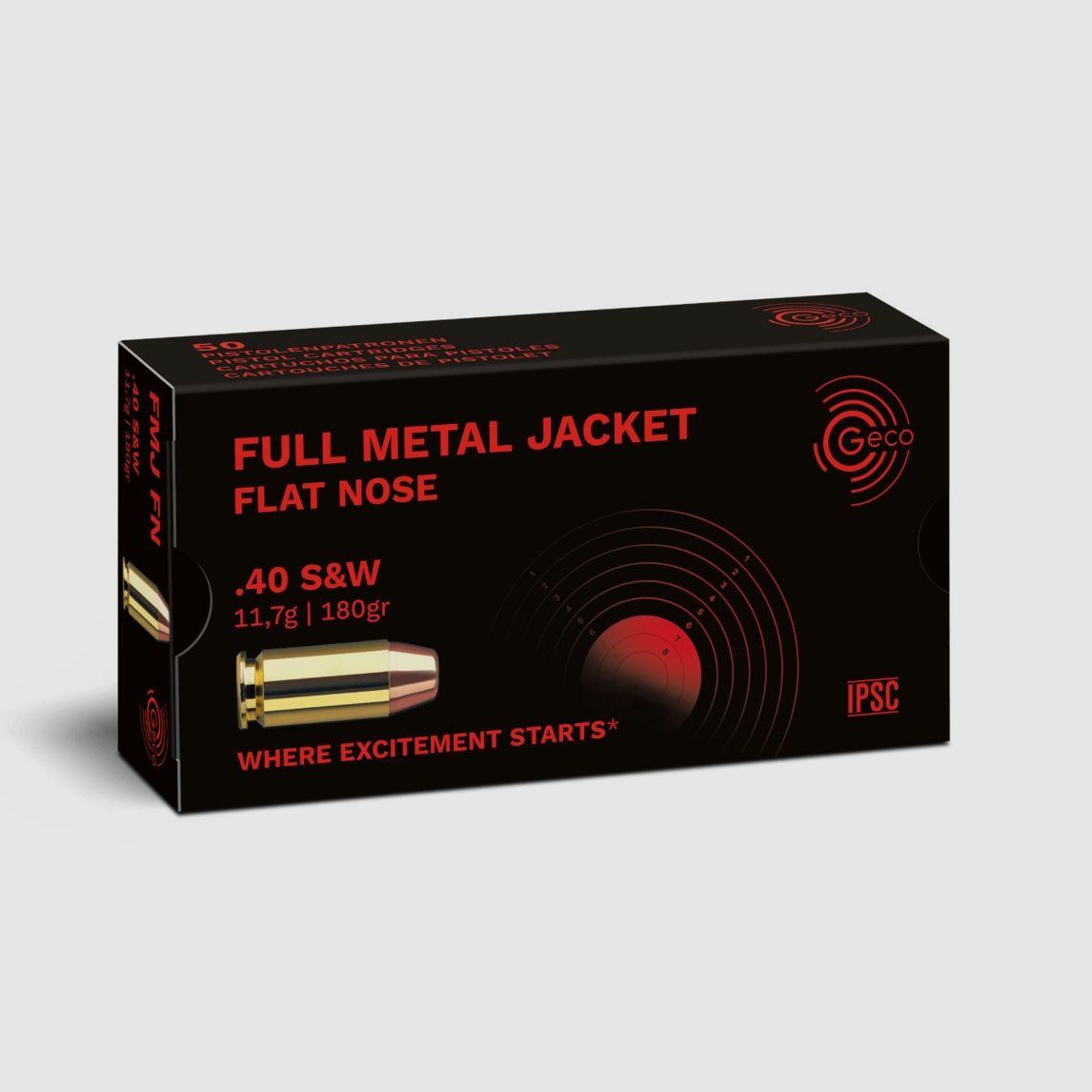 Geco Pistol Cartridges FMJ Flat Nose .40 S&W 11.7 g, Bild 1 von 2