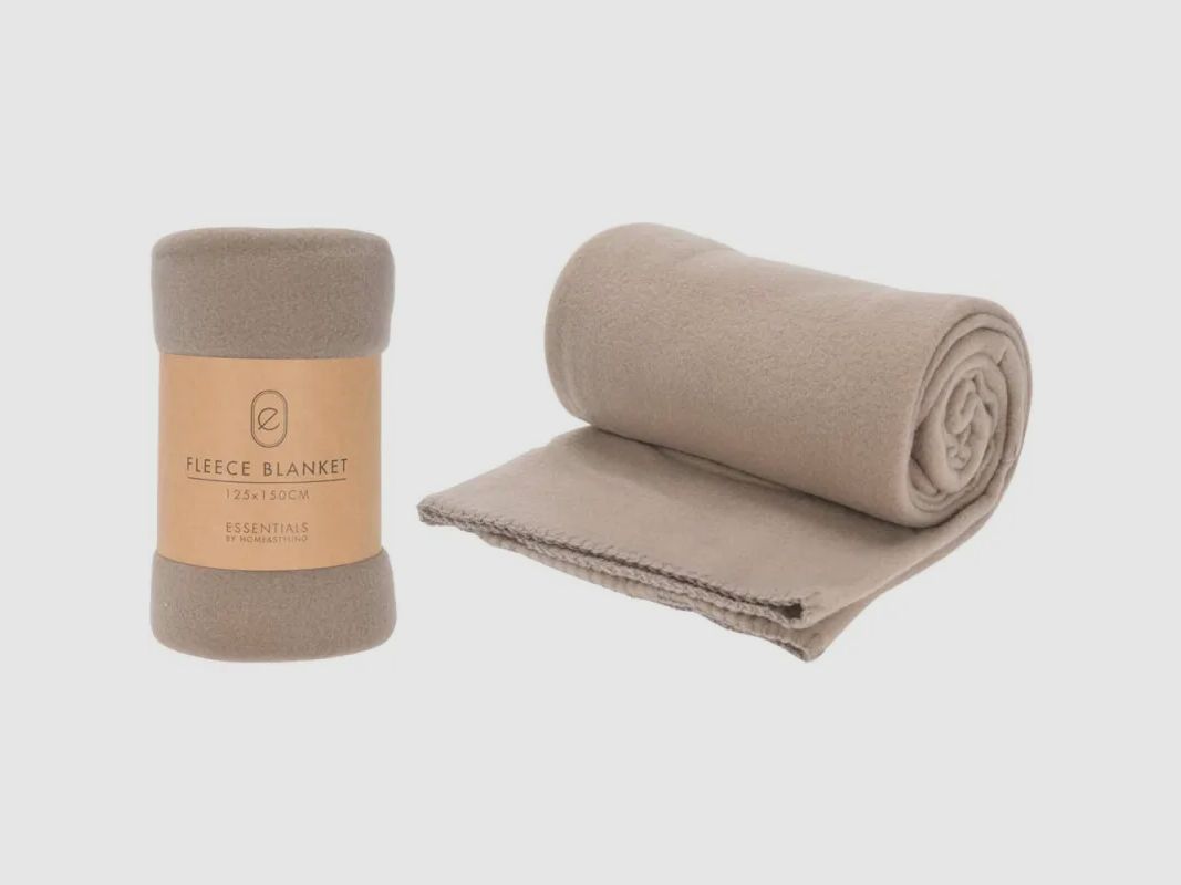 Taupe Fleece-Decke 125x150 cm weich und warm, Bild 1 von 6