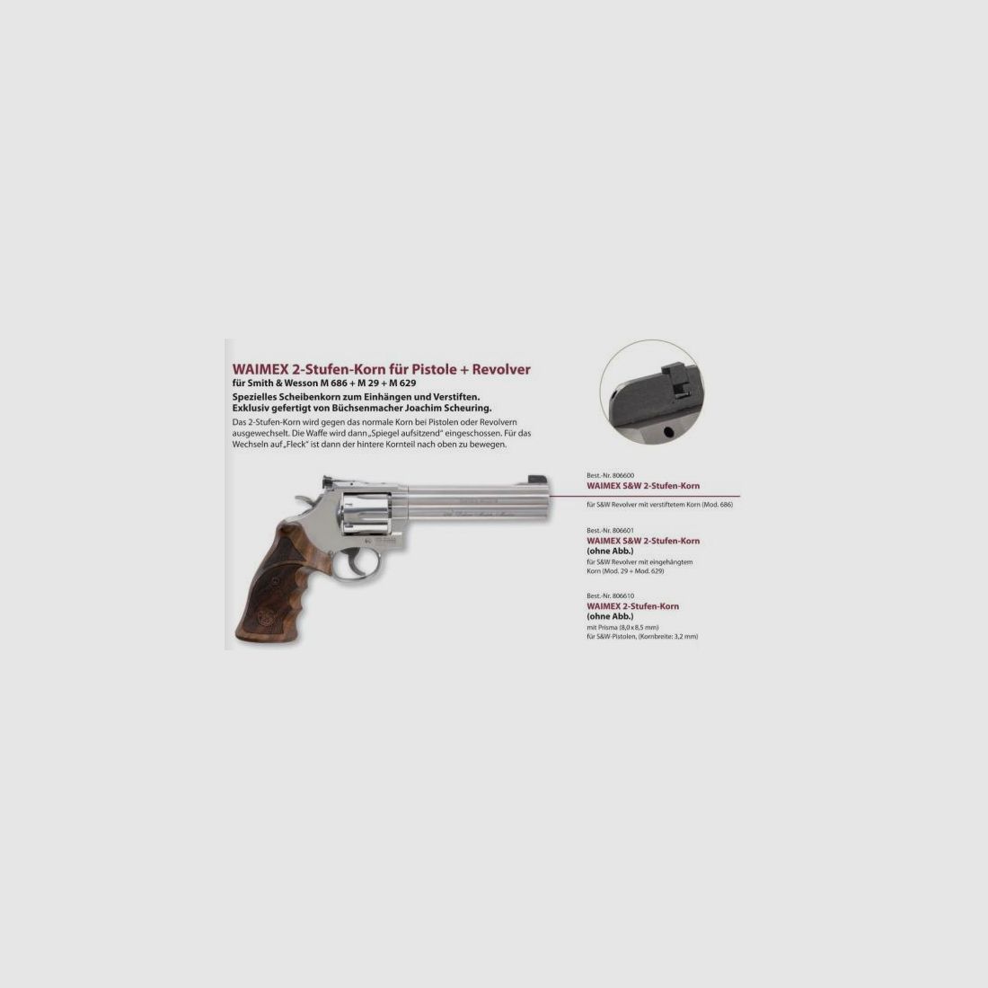 WAIMEX Korn f. S&W Pistolen mit Prisma 2-Stufen-Korn (3,20mm breit)