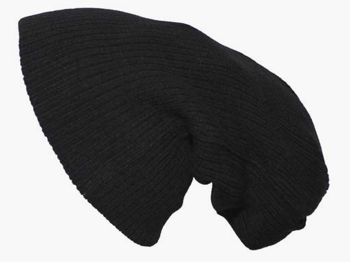 Cappello lavorato a maglia, "BEANIE", a coste, acrilico, nero, extra lungo