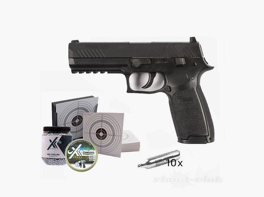 Sig Sauer P320 CO2 Pistole 4,5mm BBs & Diabolos Kugelfang-Set