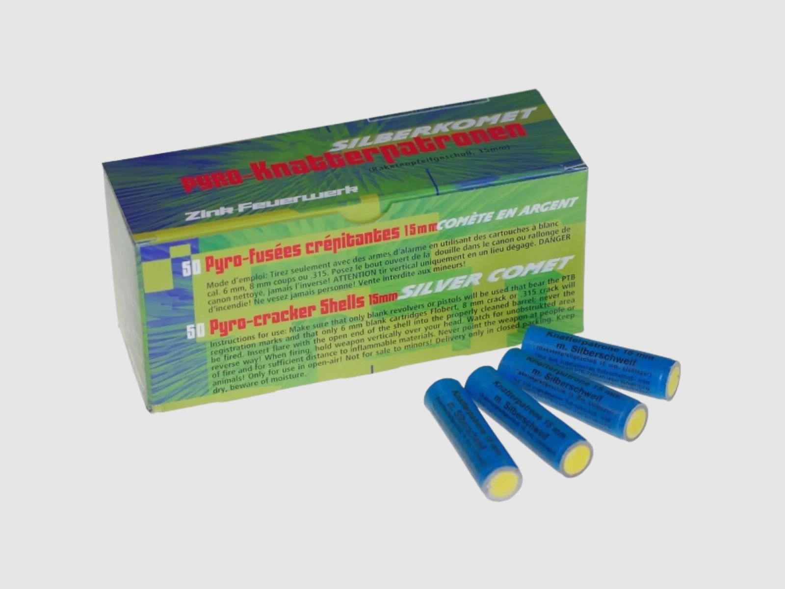 Zink Knatterpatronen mit Silberschweif 50er Pack