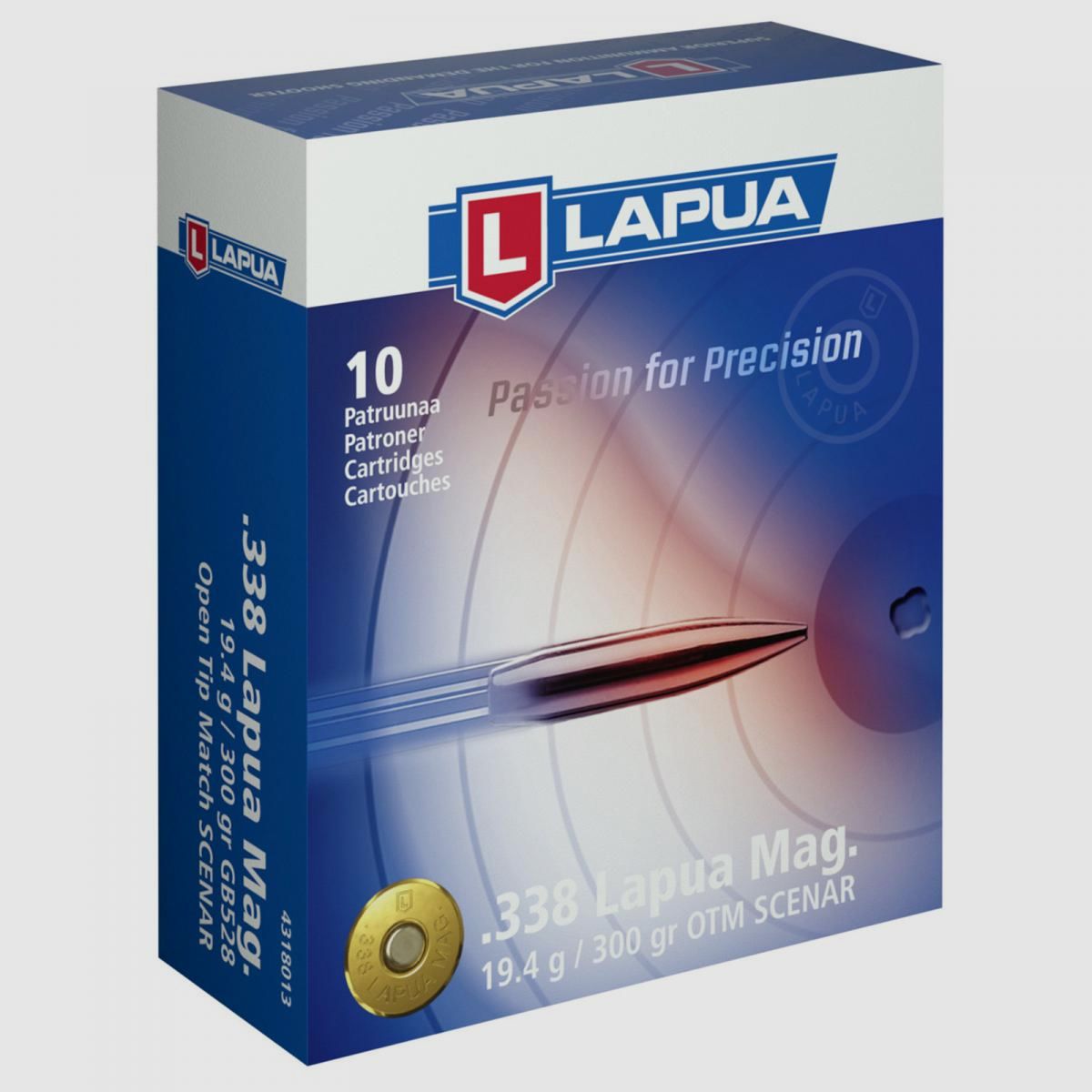 Lapua .338 Lapua Mag. 300GR Scenar 10 cartridges